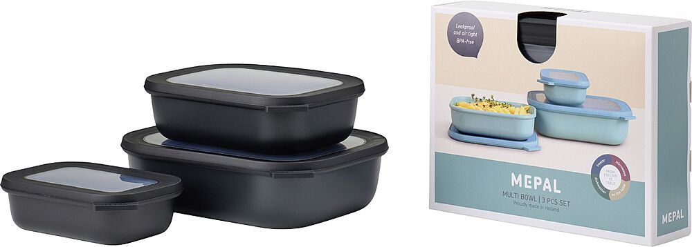 998471311 Mepal Schüssel Set rechteckig 3 teilig schwarz