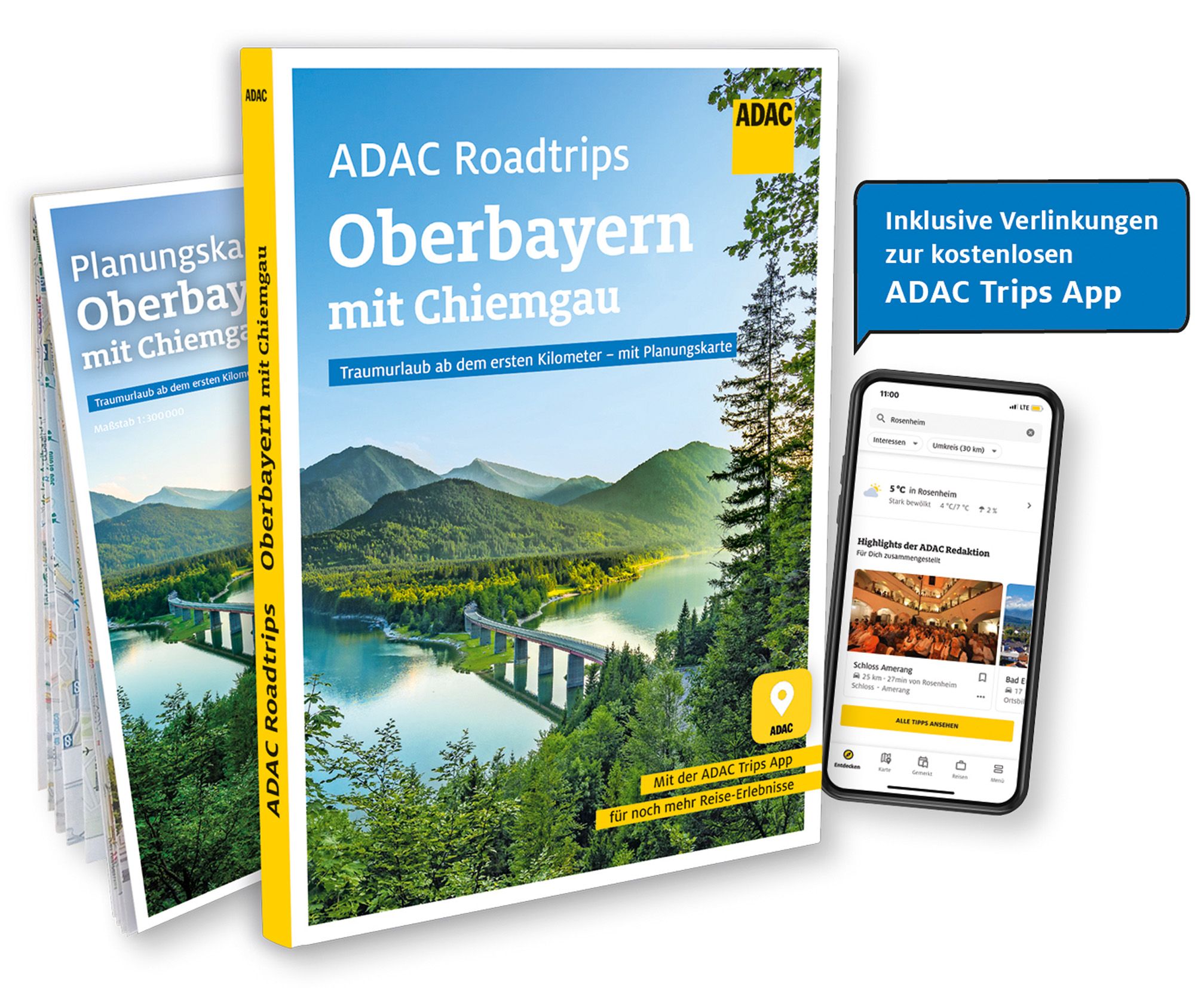 ADAC Roadtrips Oberbayern mit Chiemgau Werbung, Plakat, Elektronik, Handy, Telefon