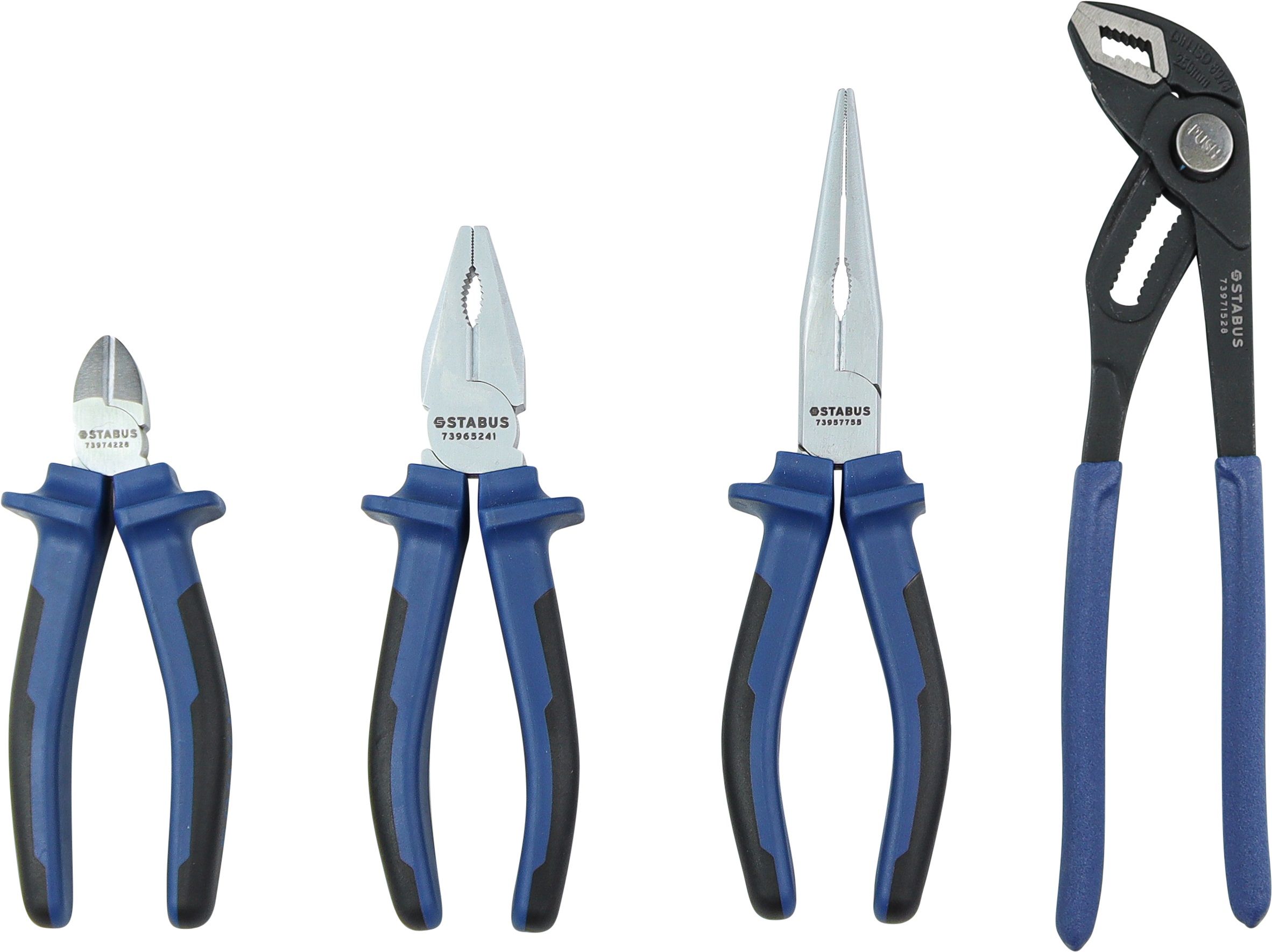 F_73957309_02 Stabus Zahngensatz Aufgereiht nebeneinander mit blauem Griffen